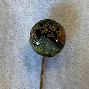 VINTAGE BLACK LAPEL FISH FLOWER STICKPIN
